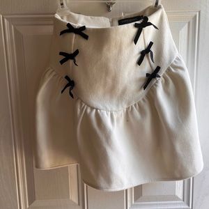 Y2K BRATZ style Winter Cloud Season Paris white cream black bow puffy mini skirt